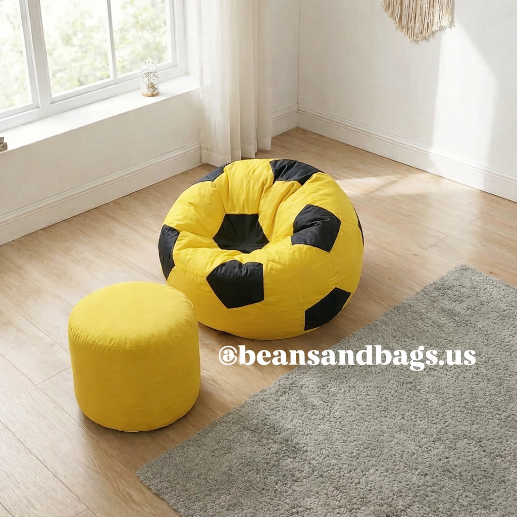 Yellow and Black Football Beanbag Parachute (Free Footstool Included)