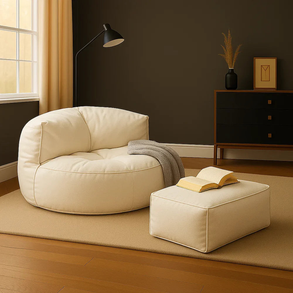 The Leather Loaf Bean Bag with 2 Free Footstools